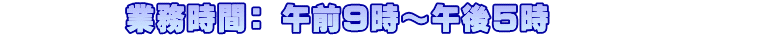 　　　　業務時間： 午前９時～午後５時              